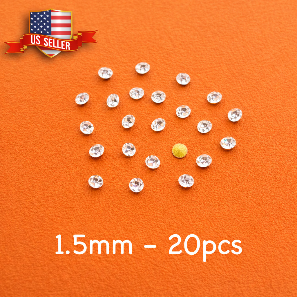 20 pcs 1.5mm 8pp Round Foil Back Crystal Rhinestone Jewelry Repair Artwork Craft
