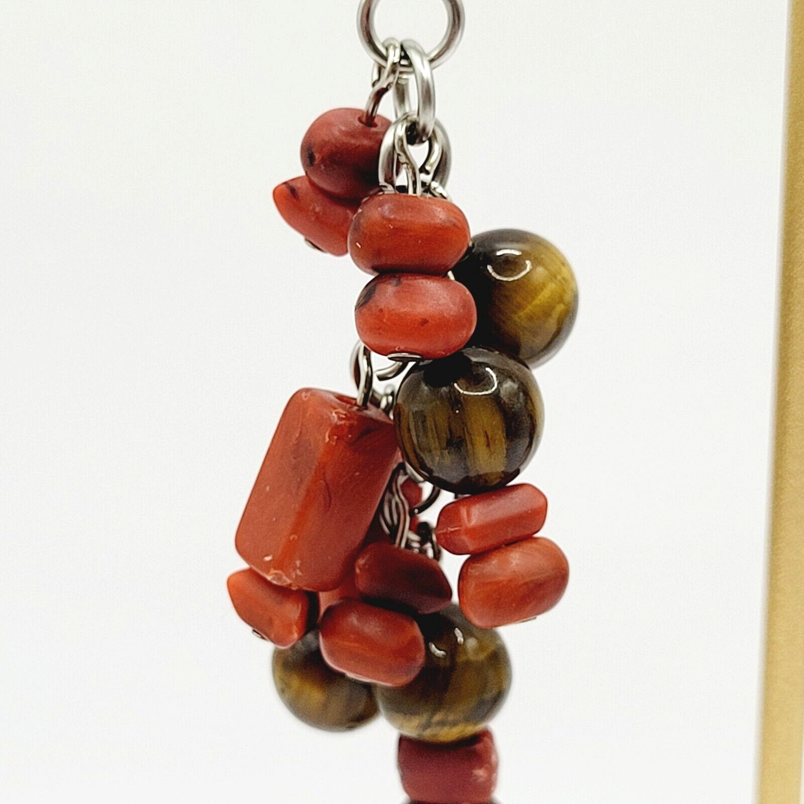 Modern Multi Shape Natural Stone Glass End Long Drop Dangle Hook Pierced Earring