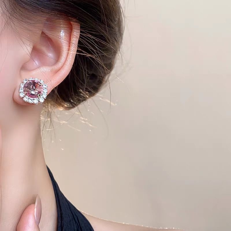 Silver Plated Alloy Jewelry Set Cubic Zirconia Simulated Gem Necklace Earrings