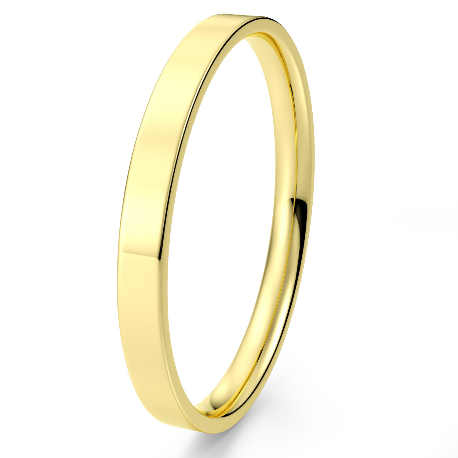 Solid 10K Yellow Gold 2mm Comfort Fit Men Women Flat Wedding Band Ring