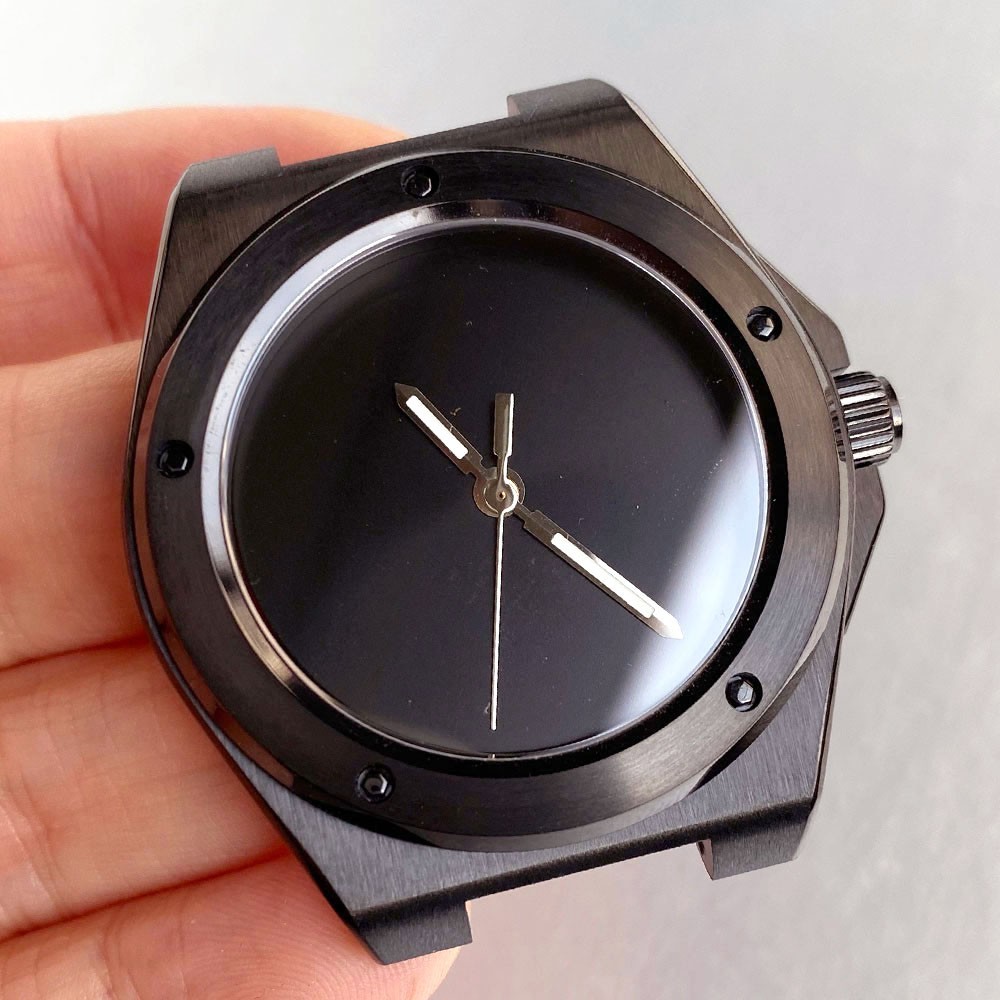 40mm Sapphire Glass Black PVD Watch Case Dial Hand Fit Engineer NH35 NH36 2824