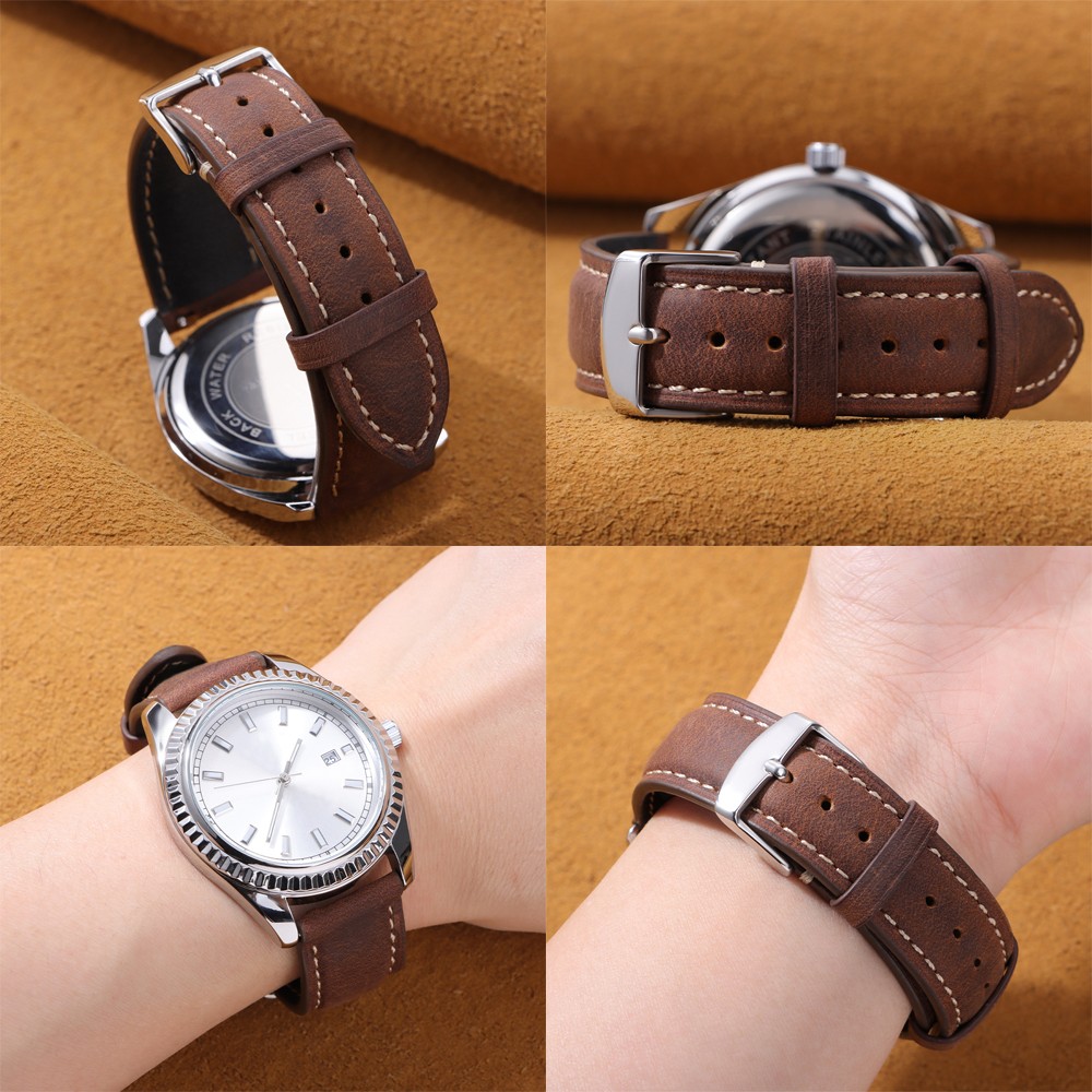 14mm 16mm 18mm 20mm 22mm 24mm Vintage Cowhide Watch Band for Seiko Quick Release