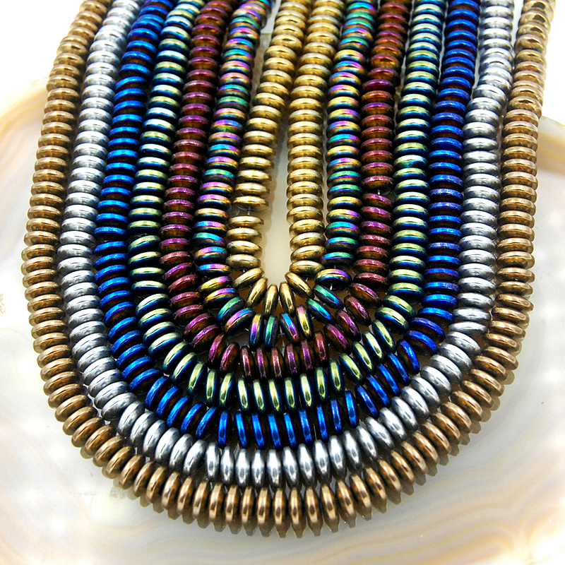 Hematite Gemstone Rondelle Spacer Beads 16″ 3mm 4mm 6mm 8mm 10mm