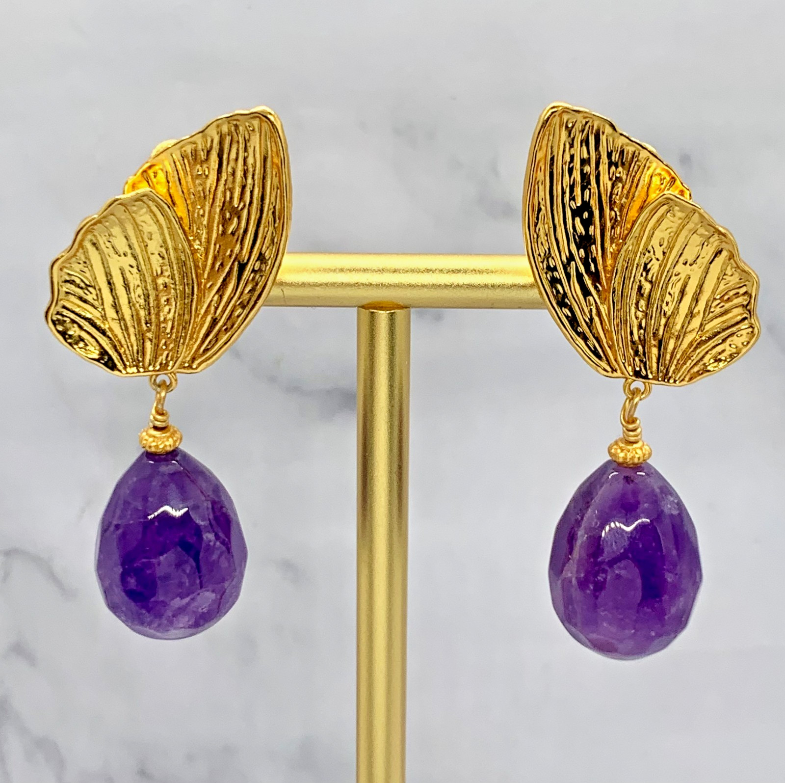 YSL YVES SAINT LAURENT Amethyst Wing Clip On Earrings – Pre owned / MG6264
