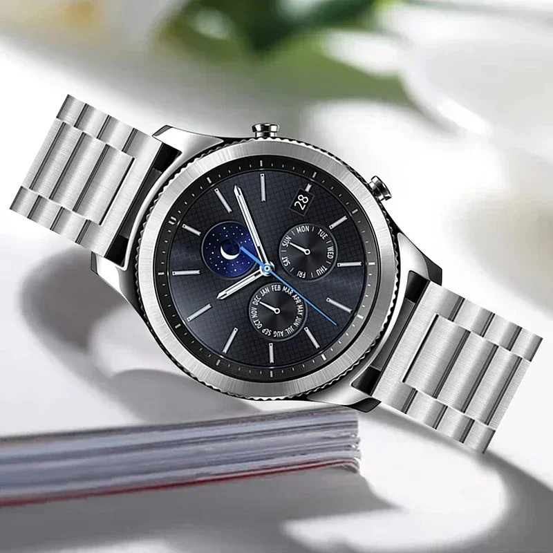 22mm Stainless Steel Watch Band Classic Strap W/ Quick Release Spring Pins