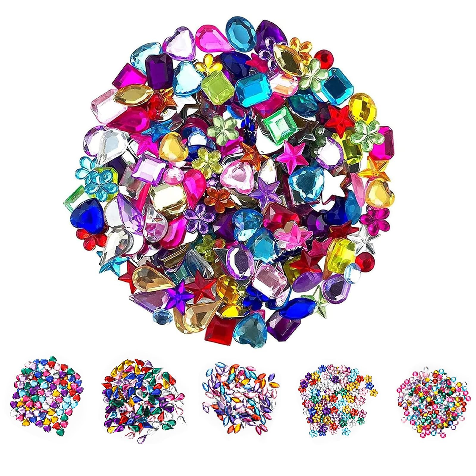 600pcs Gems Jewels for Crafts, Acrylic Flatback Rhinestones for Halloween Pir…
