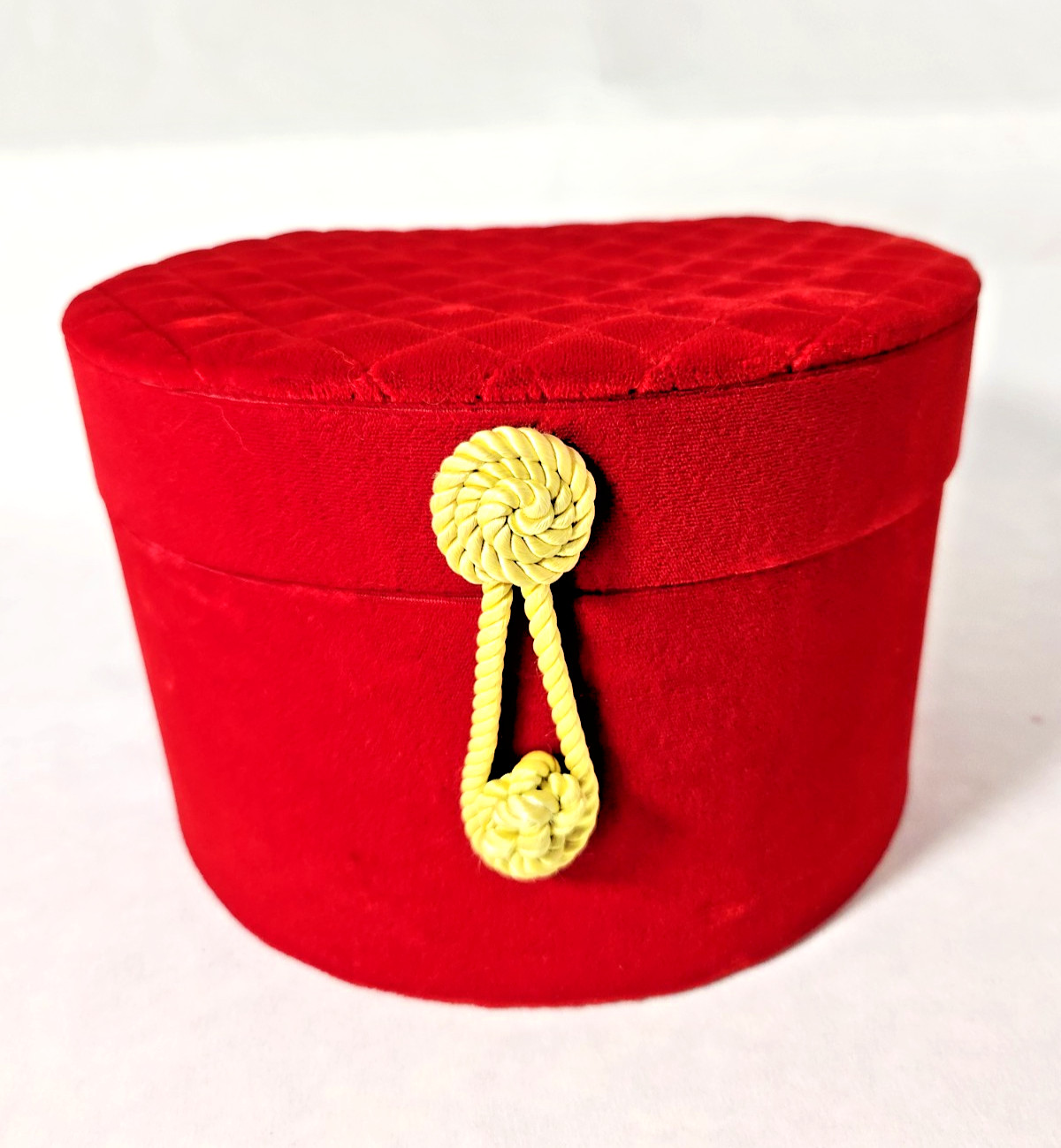 Vintage Lazarus Red Velvet Ornate Gold Closure 8.5×7.5″ Jewelry/Keepsake Box
