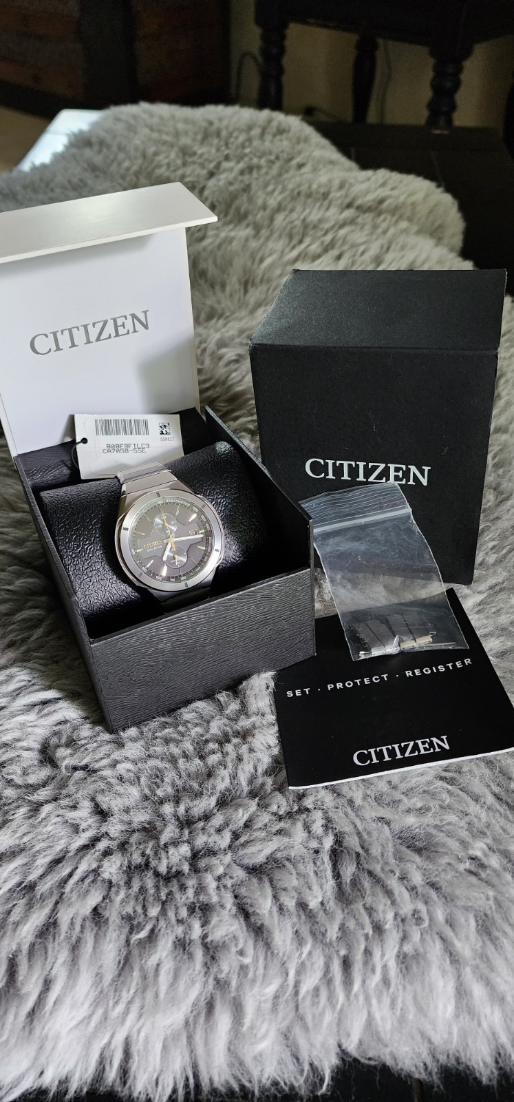Citizen Eco-Drive Titanium Chronograph Black Dial Sapphire WR100M Watch