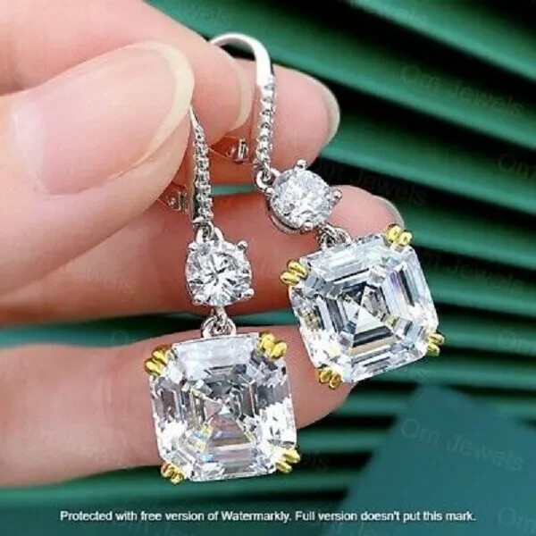 5Ct Lab Created Diamond Women Drop/Dangle Earrings 14K White Gold Finish