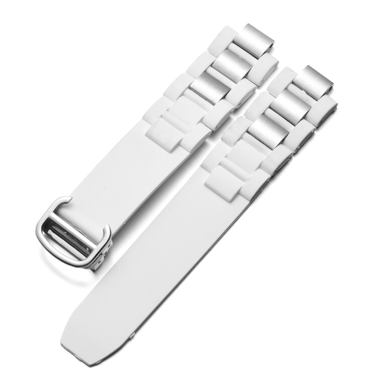 DISMAY 20mm 10mm Silicone Rubber Watch Strap Band For CARTIER 21 Chronoscaph 21