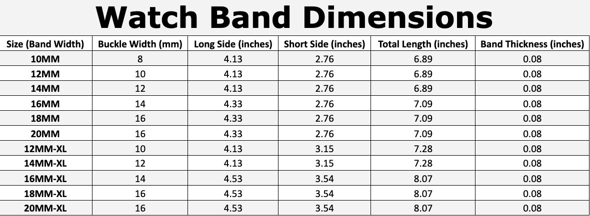 Bandini Watch Band, Leather Strap, Semi-Glossy, 10mm – 20mm Extra Long Also