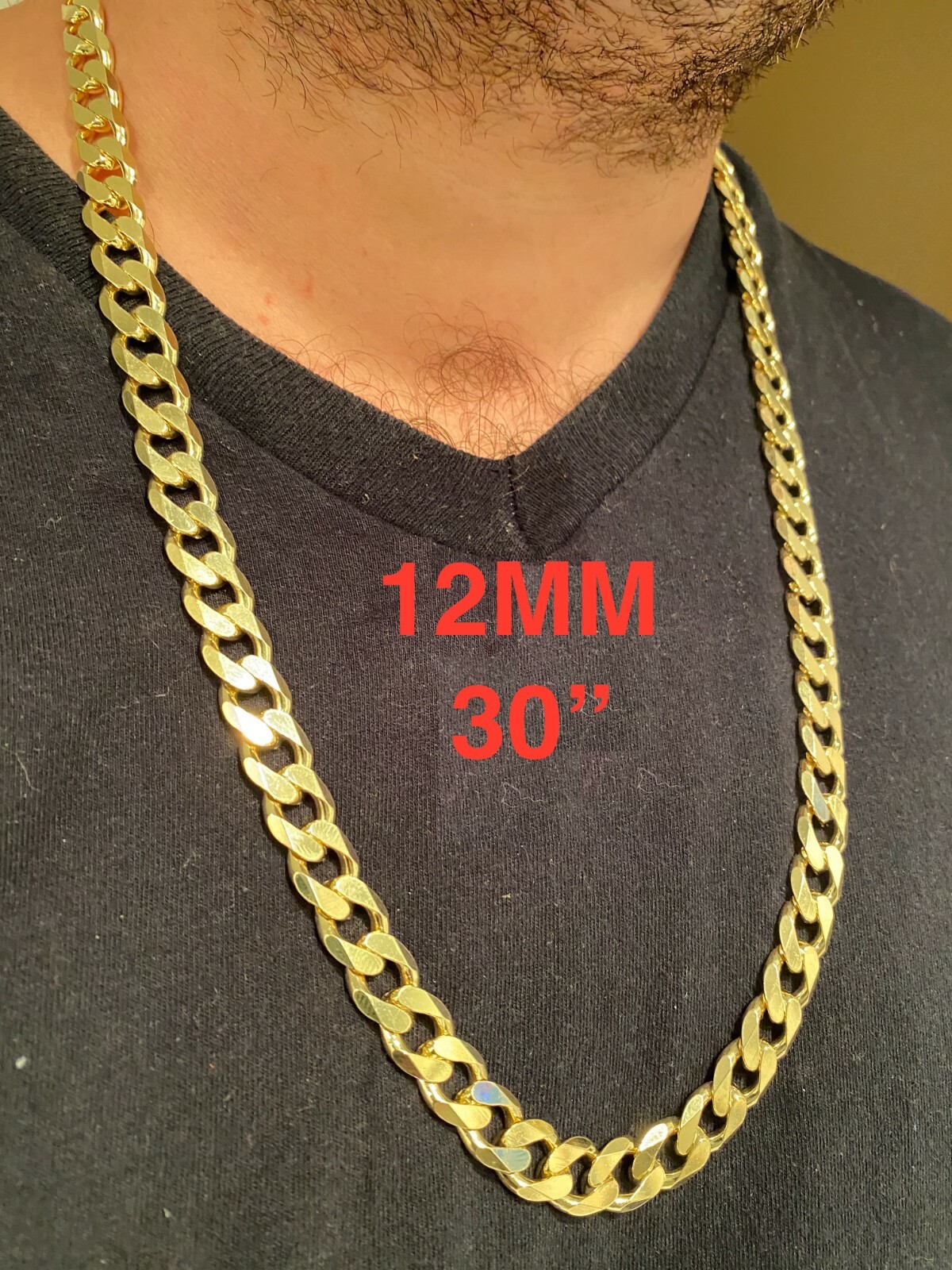 Solida Plata 925 Bañada Oro de 14k Cadena o Pulsera Estilo Miami Cuban