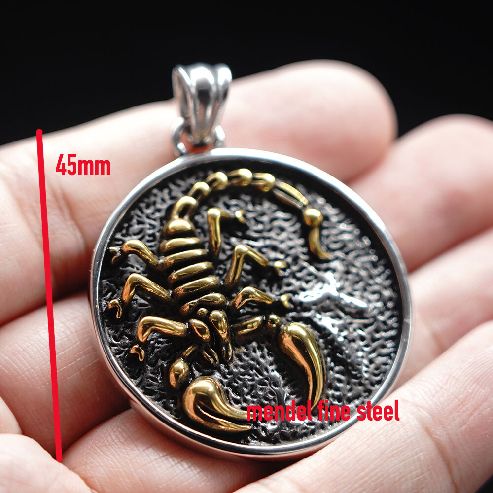 MENDEL Gold Plated Mens Zodiac Scorpio Scorpion Pendant Necklace Stainless Steel
