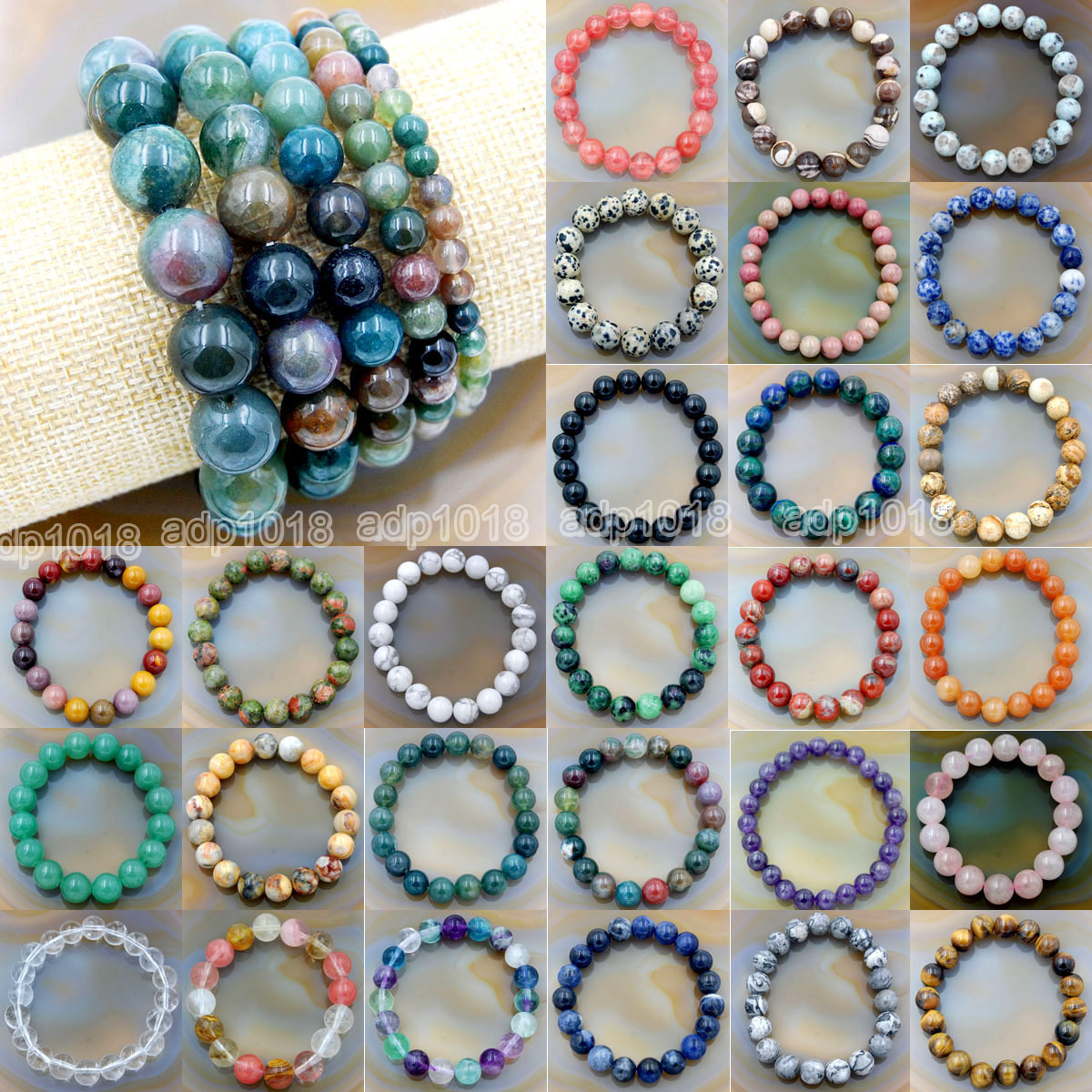 Wholesale Natural Gemstone Beads Stretch Bracelet Healing Reiki 4,6,8,10,12mm