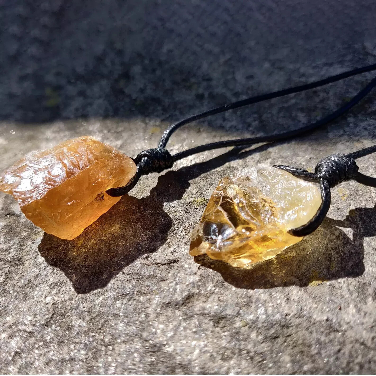 Raw Citrine Crystal Pendant Necklace Healing Spiritual Balance Men Women Gifts