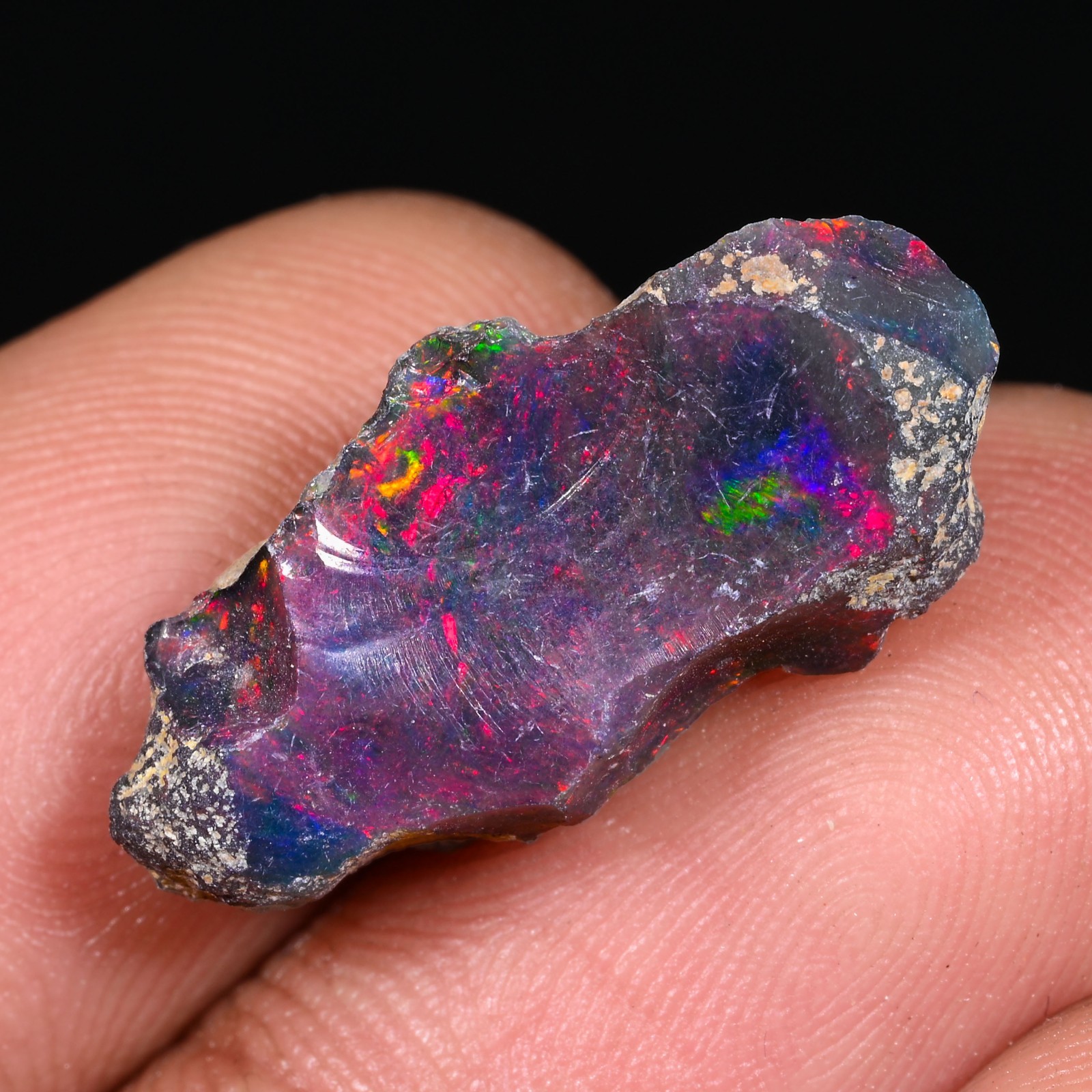 10 Ct Black Ethiopian Opal Rough, Jewelry Grade Welo Opal Rough, Multi Fire Opal