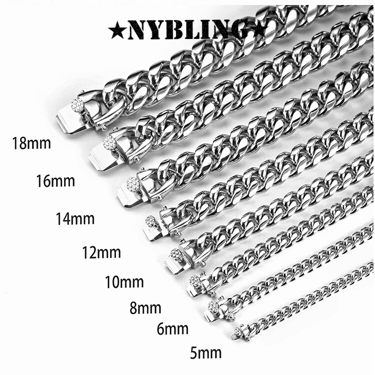 🔥Mens Miami Cuban Link Chain SOLID STAINLESS STEEL Necklace or Bracelet HEAVY🔥