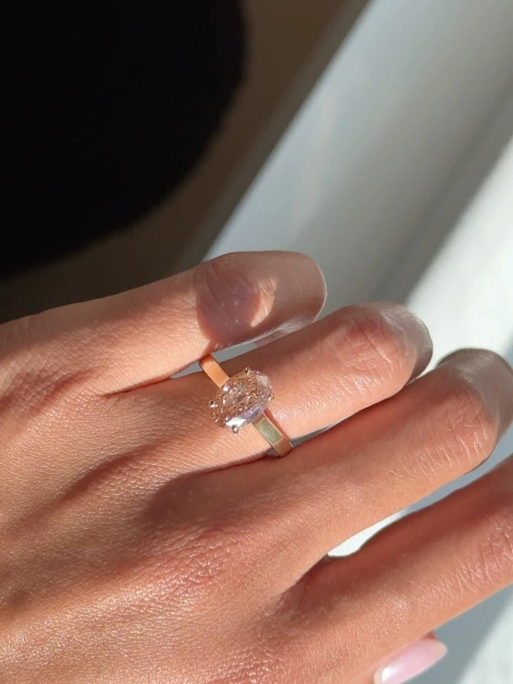 4.00 Ct Oval Cut Natural Pink Sapphire Wedding Ring 14K Yellow Gold