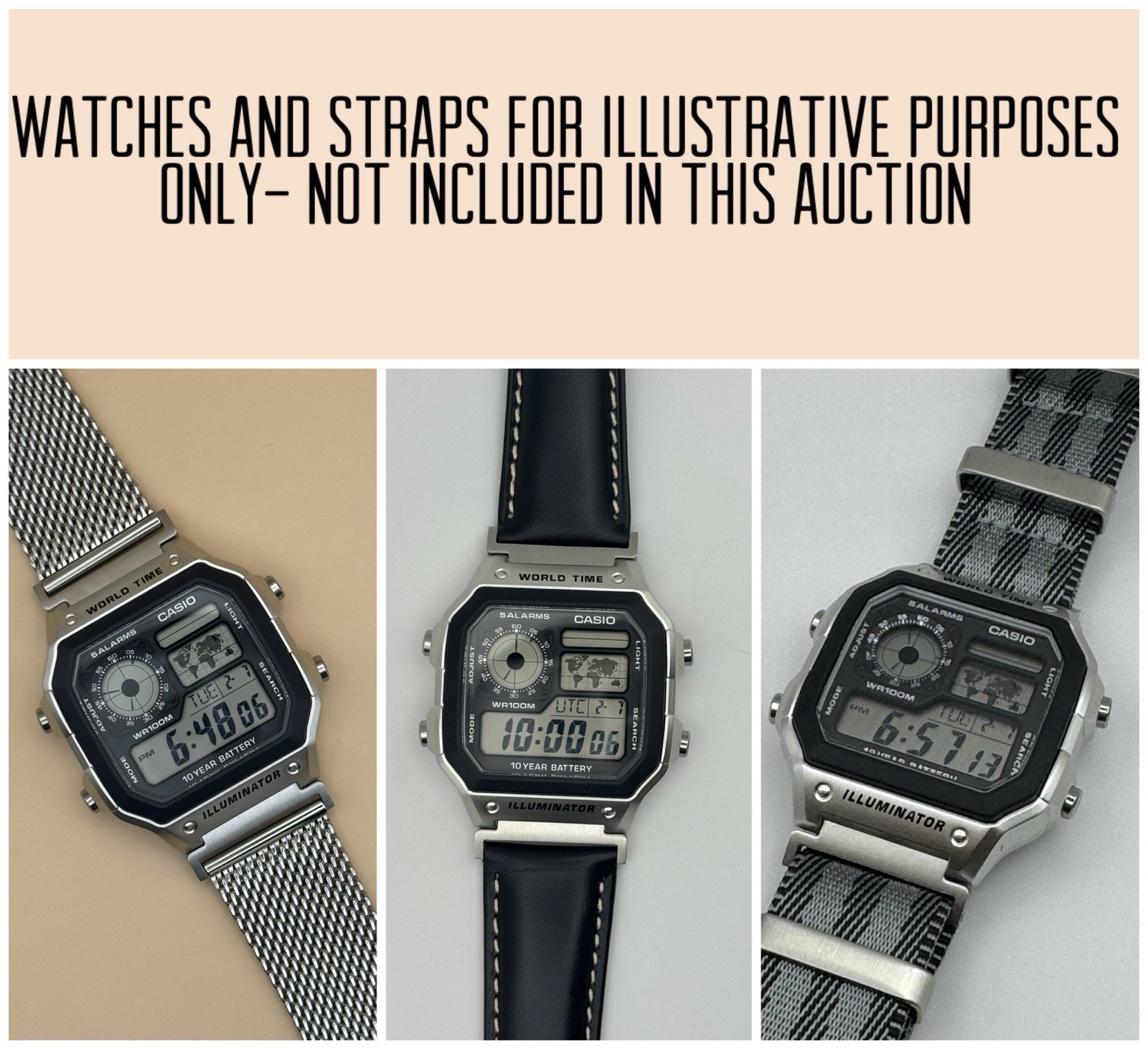 22mm Watch Strap adapter For CASIO Royale AE1200 Mod Stainless Steel