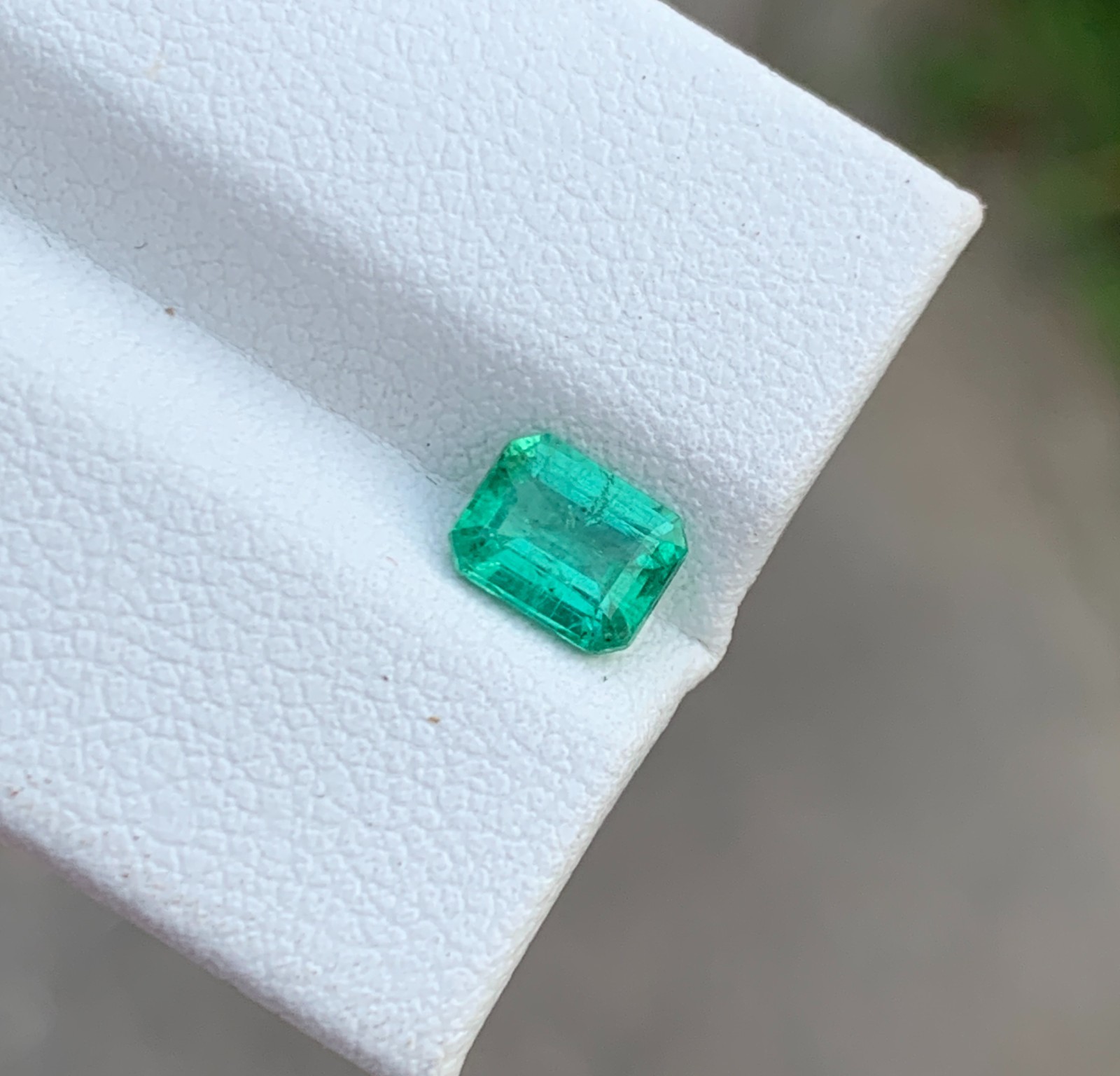 Natural Zambian Emerald 0.785 Ct Octagon Cut Vivid Green Slightly Included