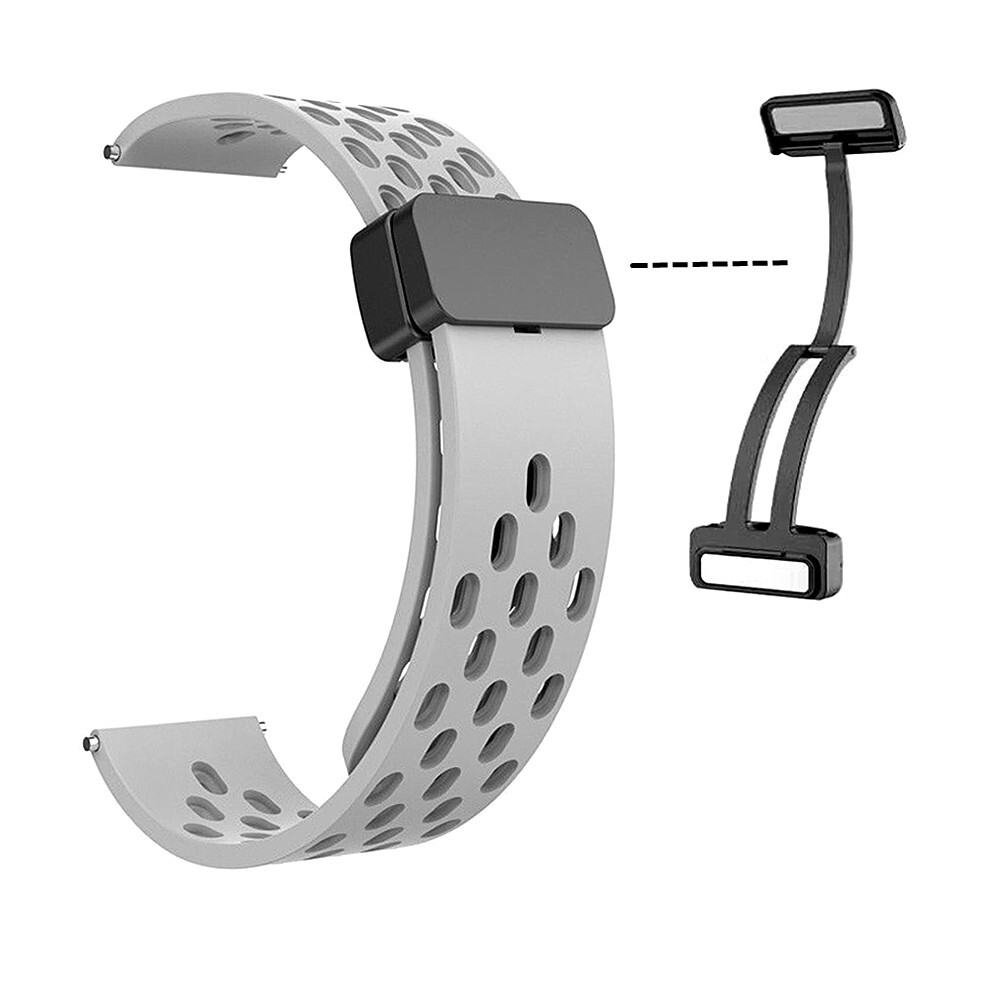 20/22mm Colorful Perforated Breathable Magnetic Silicone Rubber Watch Strap Band