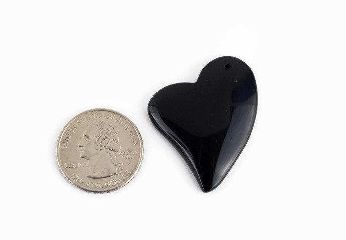 Black Agate Heart Pendant Beads Wholesale None (No Enhancement)