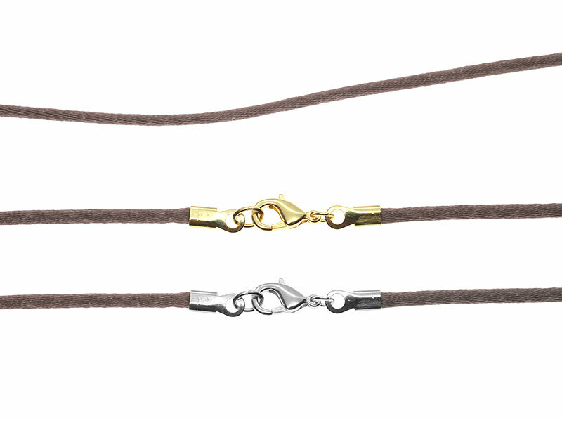 Brown Satin Silk Cord Necklace Silver/Gold Clasp 16″ 18″ 20″ 22″ 24″ 26″ 28″ 30″