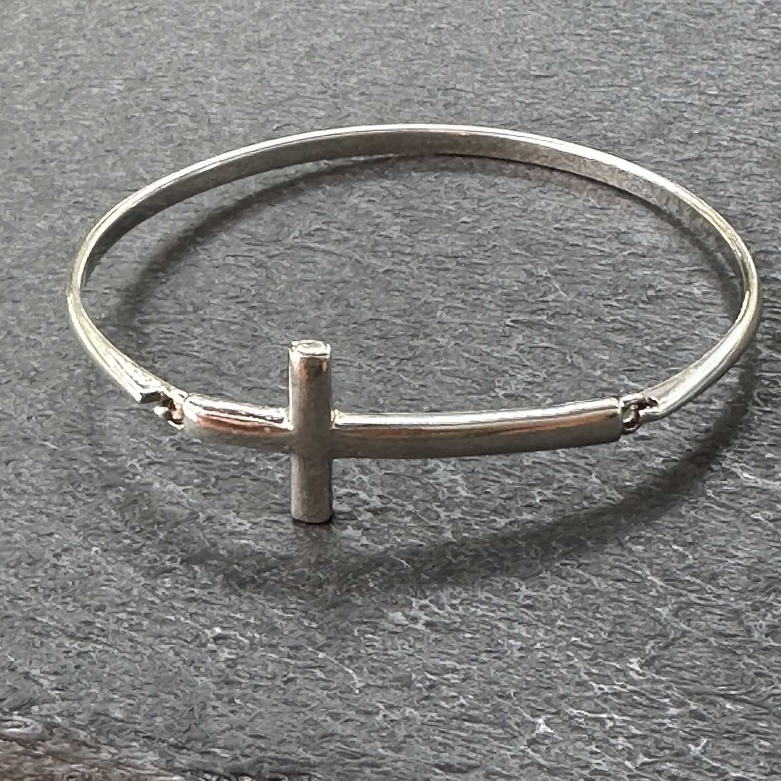 Sterling Silver 925 Holy Cross Bracelet Bangle Size 7 Signed JCM Thailand