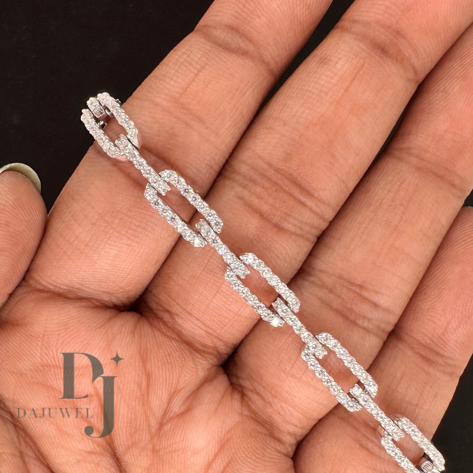 7′ Inch Long Tennis Wedding Bracelet Solid 14K White Gold 4 CT Round Cut VVS1