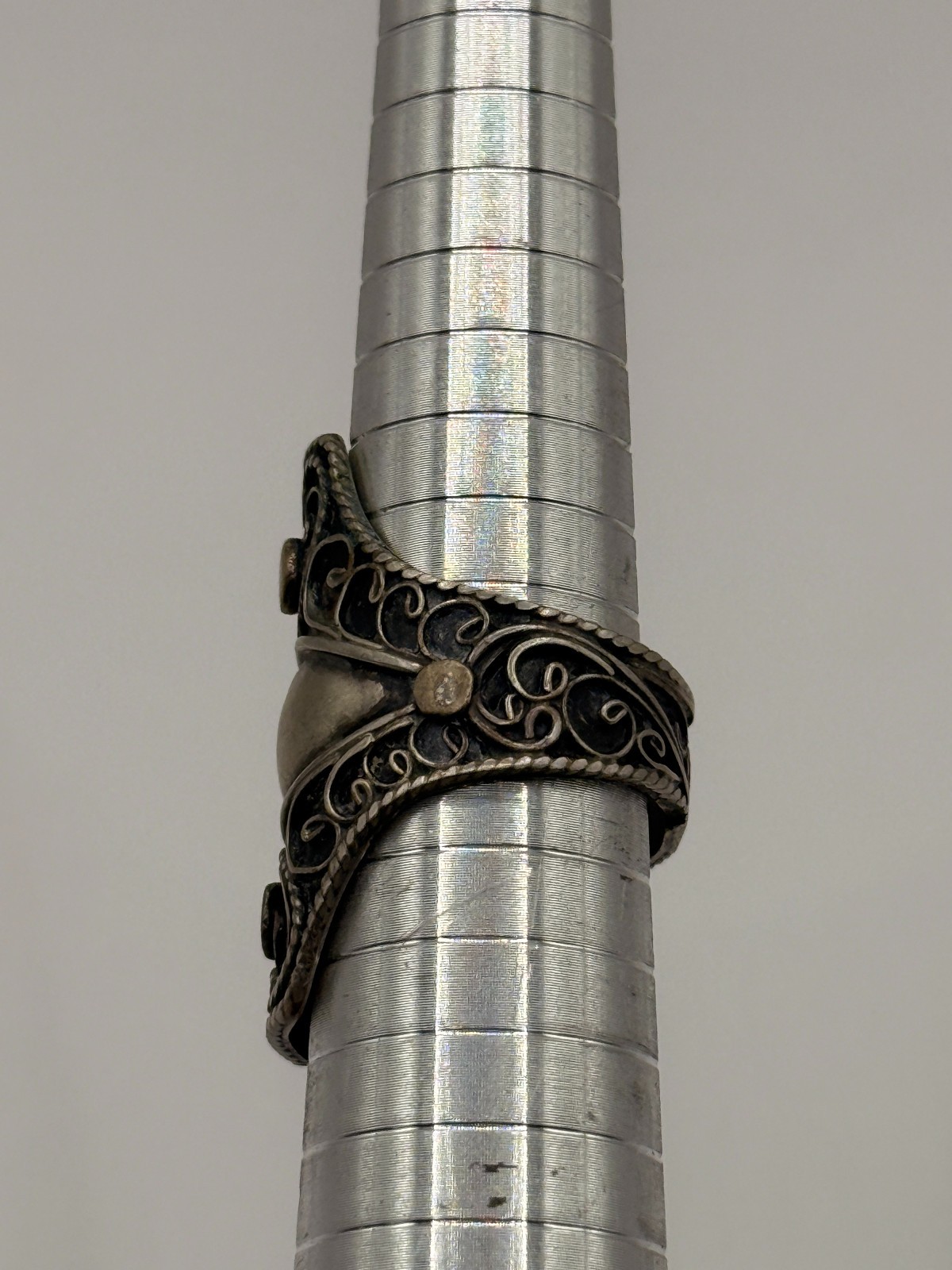 Moroccan Berber Tribal Statement Ring engraving Inlay Large Ethnic VTG Jewelry