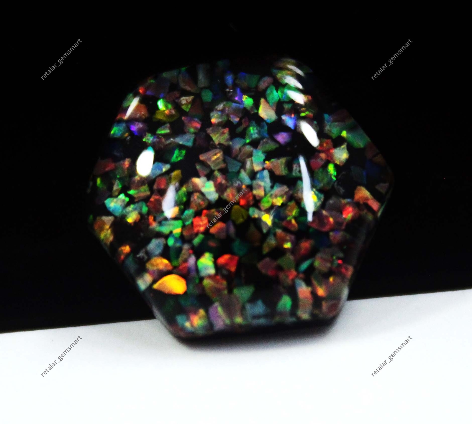 10.20 Ct Natural Australian Black Fire Opal Doublet Certified Untreated Gemstone
