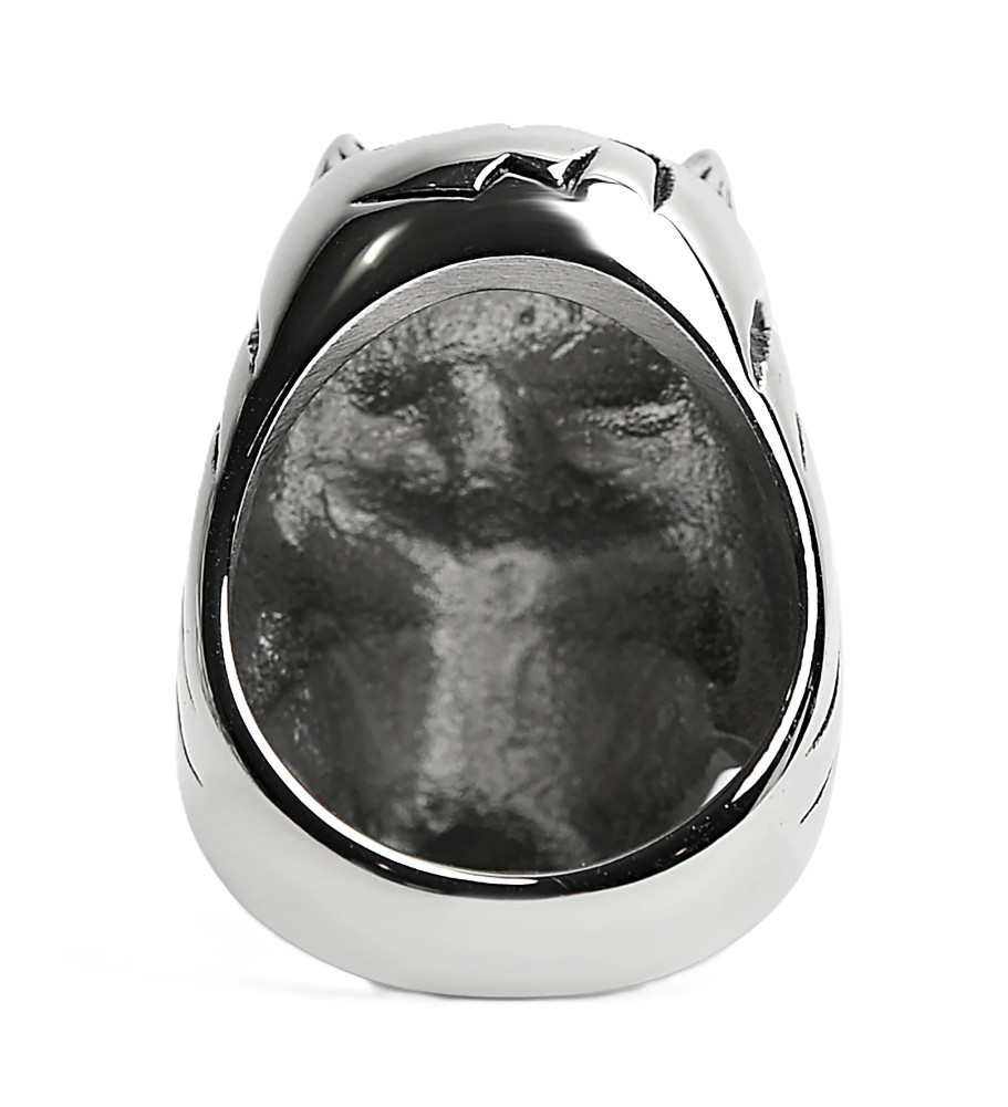 Skull Stainless Steel with Red Eye and Horns Biker Ring 107