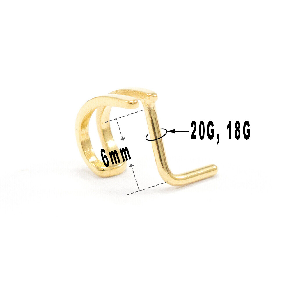 20GA 18GA Double Hoop L Shape Nose Ring Nose Piercings Stainless Steel Sold Each