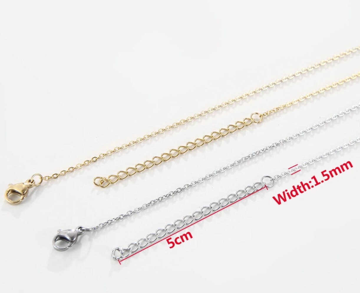 Stainless Steel 40 cm (15.7 Inch) + 5cm, 1.5 mm Oval Link Neck Chain Necklace