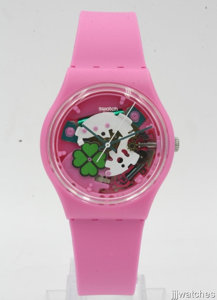 New Swiss Swatch Originals Flowerfull Get Lucky Pink Women Watch 34mm GP147 $80