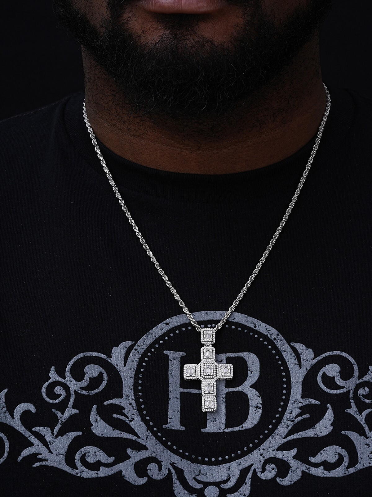 Baguette MOISSANITE Iced Cross Hip Hop Pendant – Pass Tester Silver Gold Plated