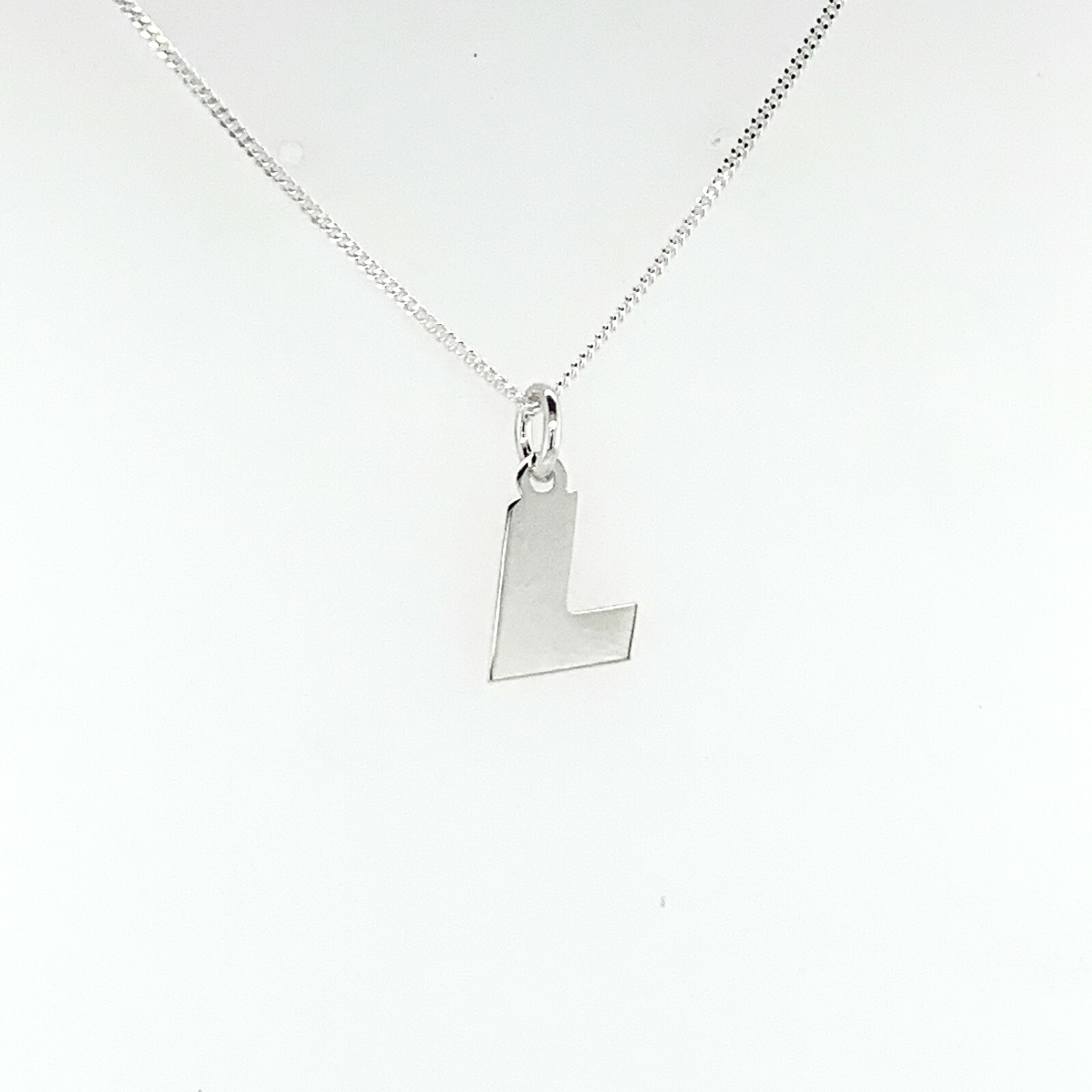 Initial Letter Charm Necklace Pendant Sterling Silver Woman Modern Stylish Trend