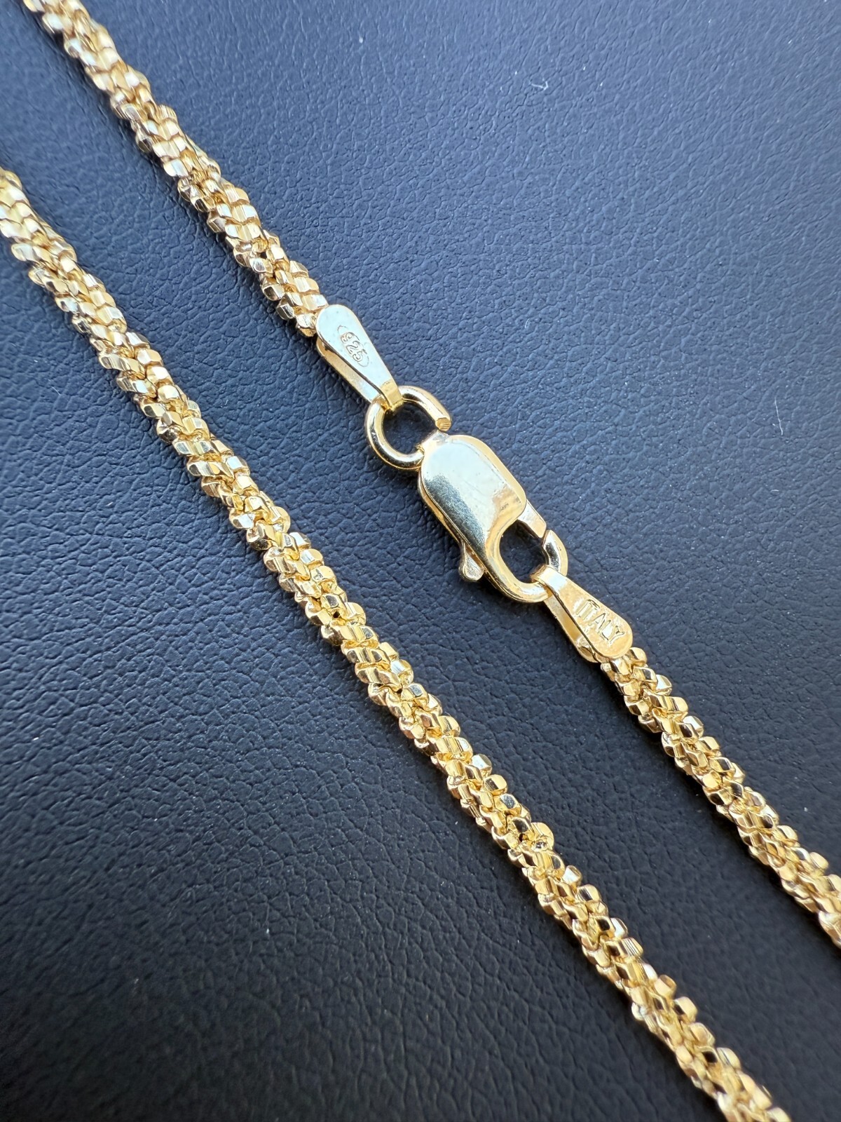 Real Solid 14k Gold Vermeil 925 Silver 3mm Sparkle Rope Bracelet 6-8.5″ Long