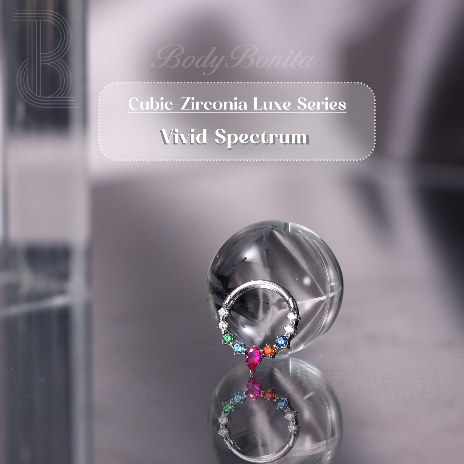 BodyBonita 16G Septum Rings Jewelry – Cubic Zirconia Luxe 316L Stainless Stee…