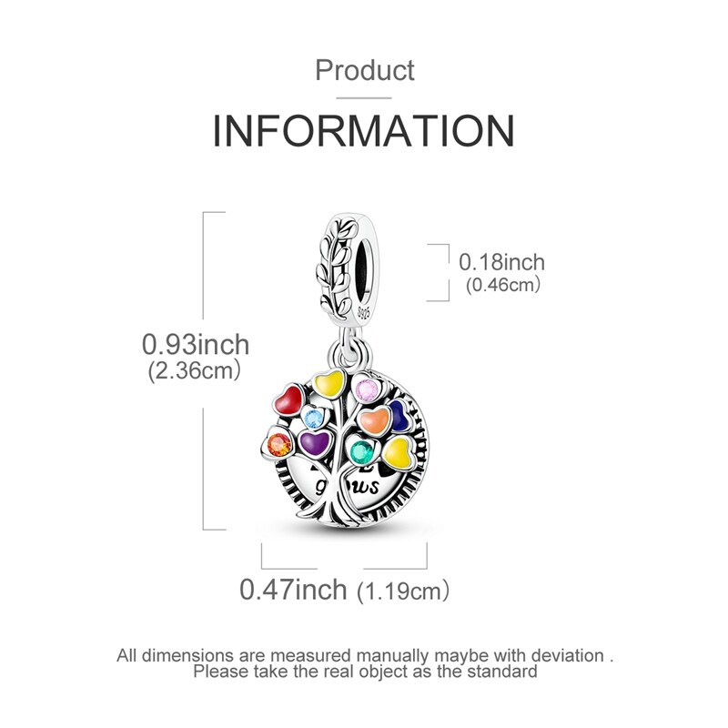 MULA 925 Sterling Silver Family Tree Pendant DIY Charm AAA CZ For Women Bracelet