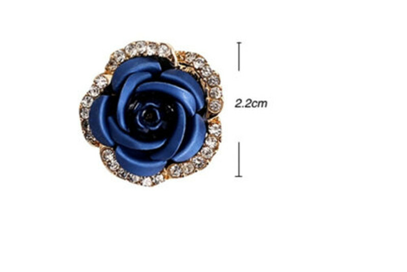 Love Fashion Women Lady Rose Flower Crystal Rhinestone Pierced Ear Stud Earrings