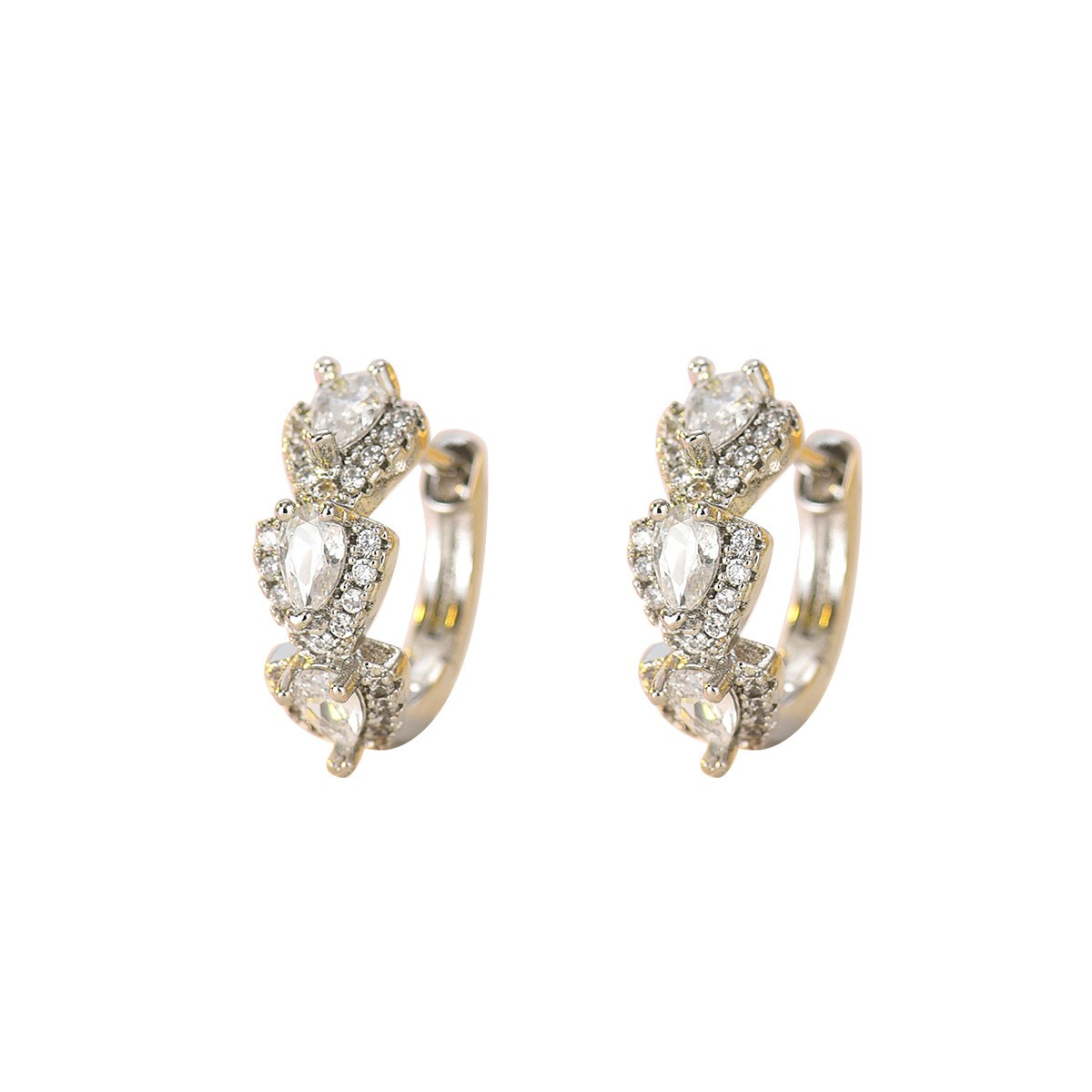 Colorful CZ Teardrop Hoop Earrings Geometric Light Luxury Women’s Jryewel