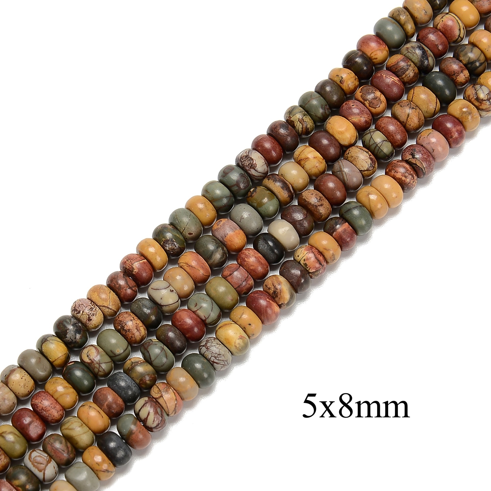 Red Creek Jasper Smooth Rondelle Beads 2x4mm 4x6mm 5x8mm 6x10mm 15.5″ Strand