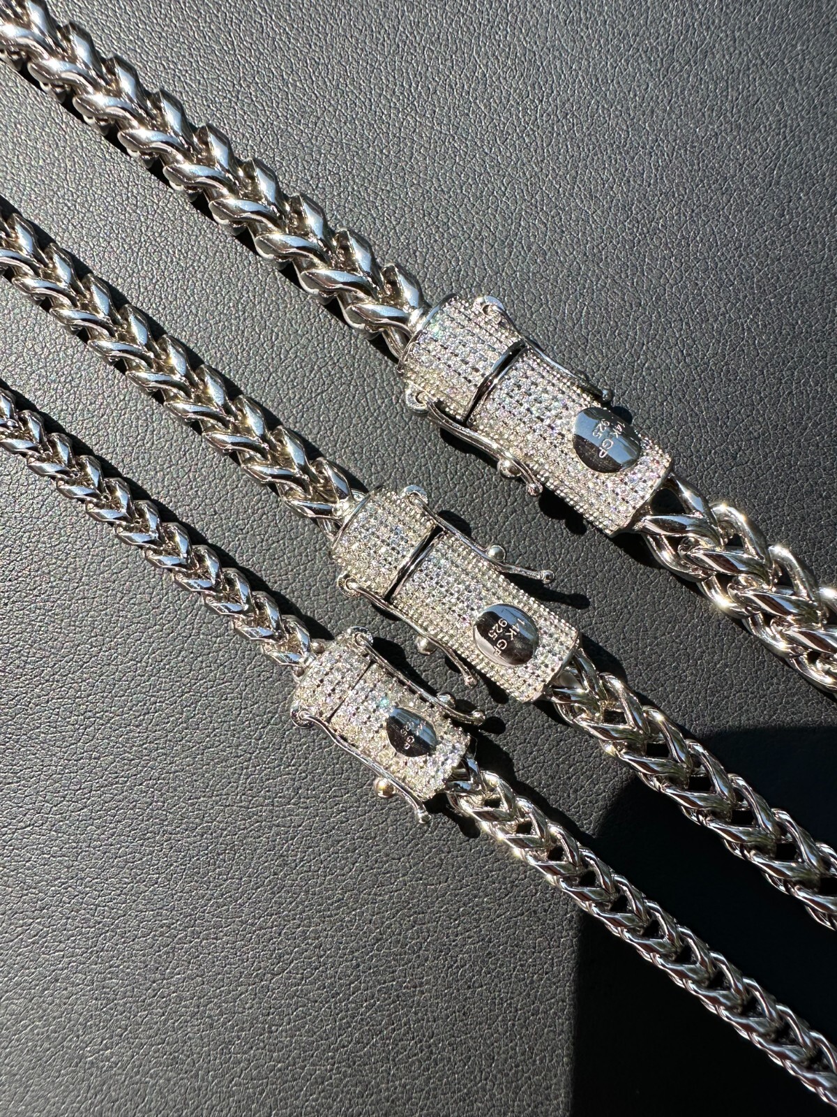 Iced MOISSANITE Clasp 925 Silver Stainless Steel Franco Chain Necklace Bracelet