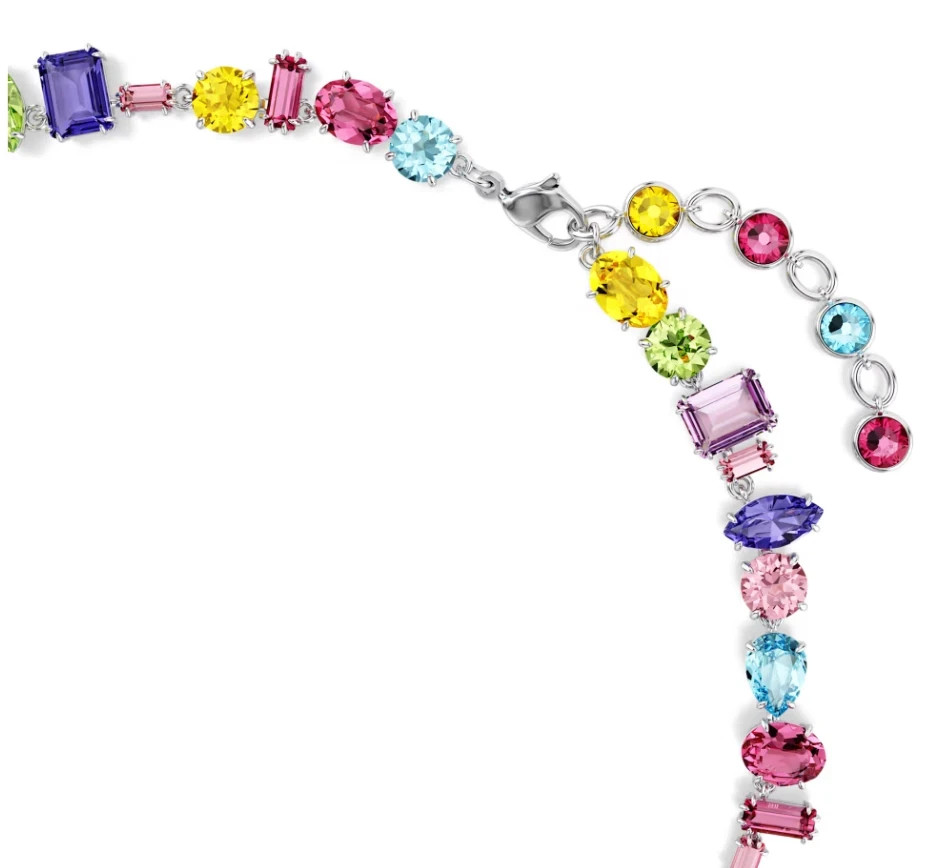 Swarovski Gema necklace Mixed cuts, Multicolored, Rhodium plated