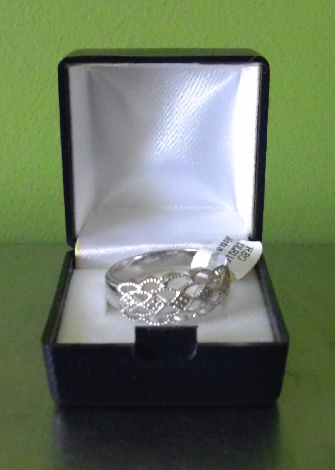 Rhodium Plated Filigree Style Ring Size 10 Made in Thailand