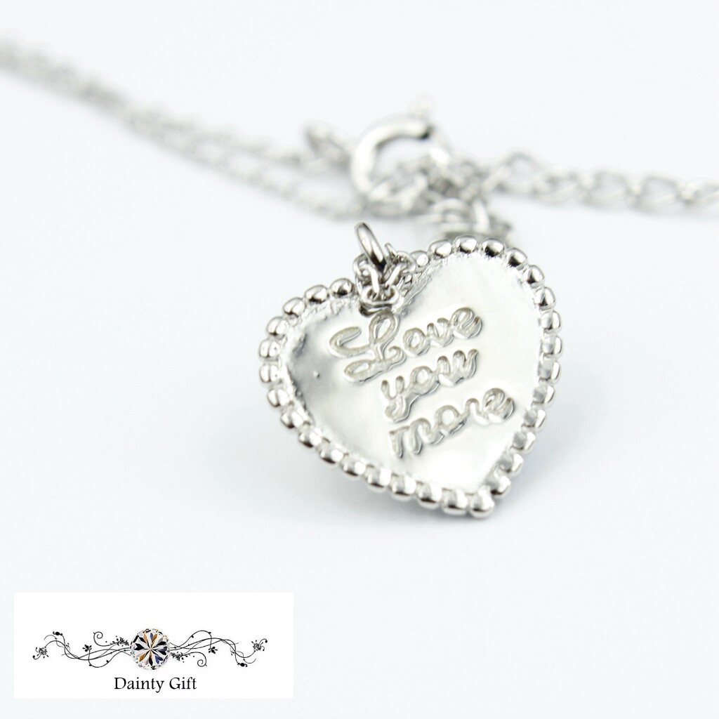 Fashion Women Love You More Gold Heart 925 Sterling Silver Necklace 15.75-17.5″