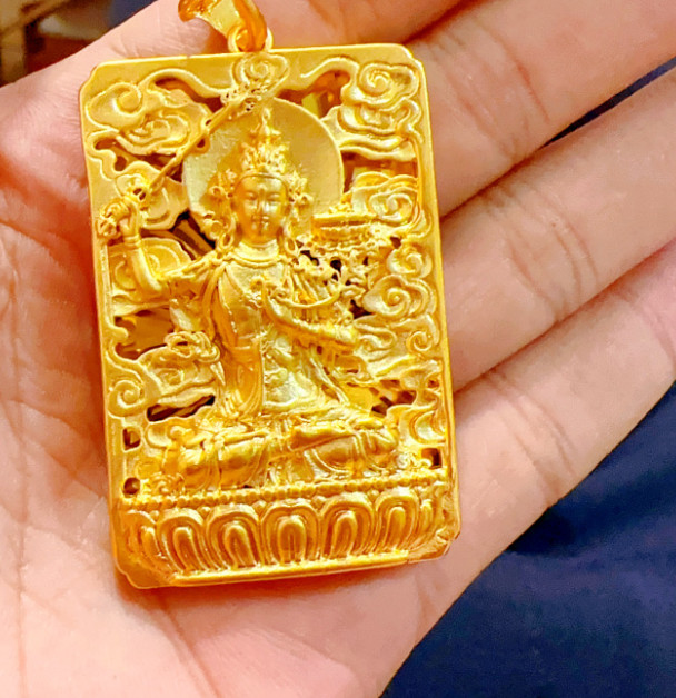 Men’s Guardian Buddha 24K Thai Baht Gold Filled Yellow GP Necklace Pendant