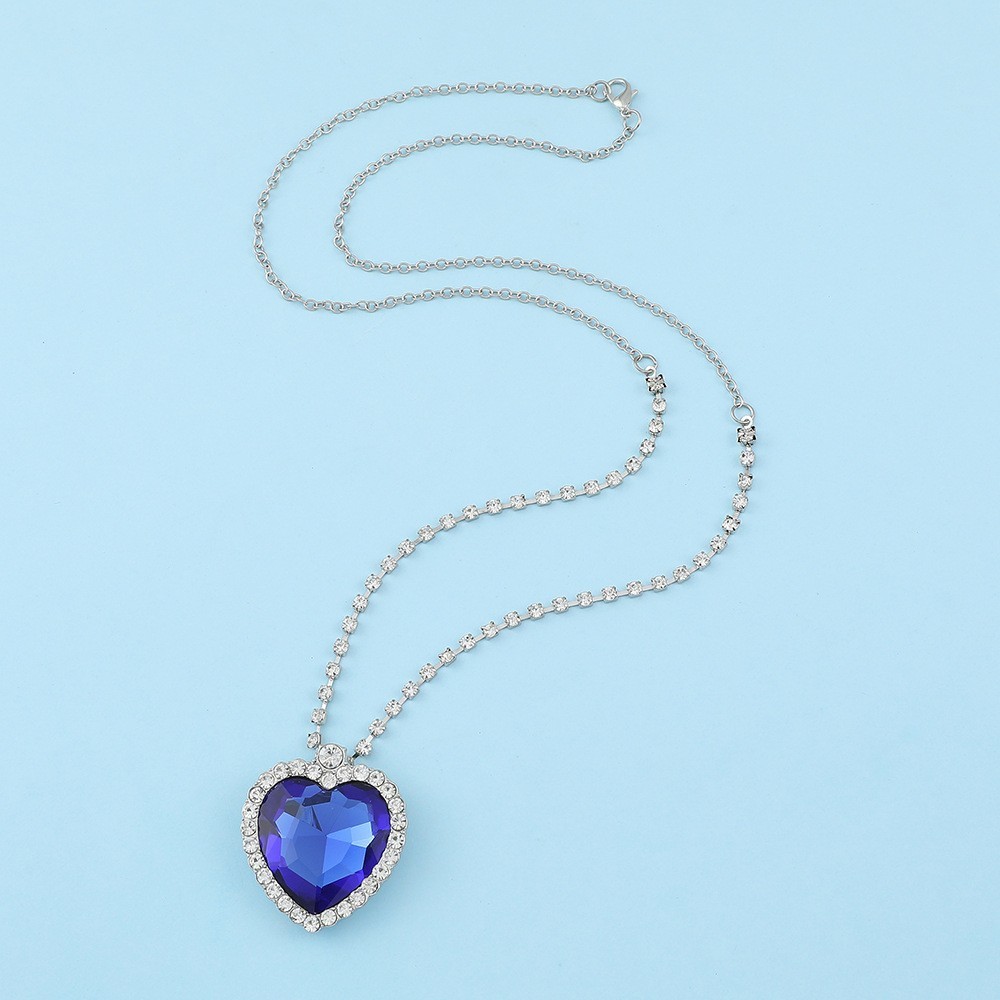 Blue Titanic Heart of the Ocean Crystal Pendant Necklace Rhinestone Jewelry