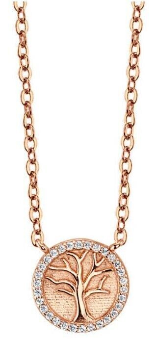 Silverworks Sterling Silver Rose Gold-Tone Family Tree Round Necklace NEW